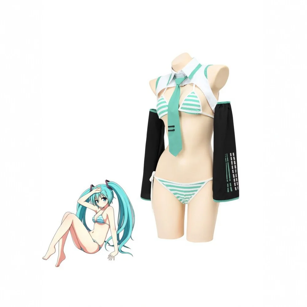 Miku Striped Costume Swimwear